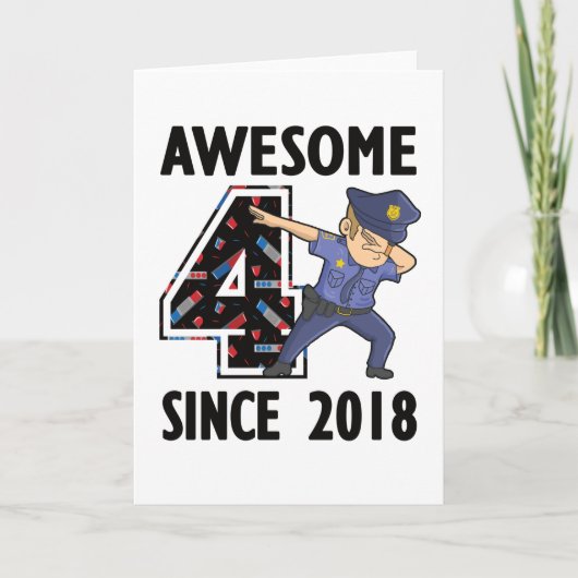 Carte 4e anniversaire Cadeau Officier de police Garçon N (Devant)