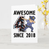 Carte 4e anniversaire Cadeau Officier de police Garçon N (Fleur jaune)