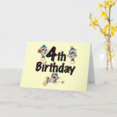 Carte 4e anniversaire de baseball de singe de soq (Fleur jaune)