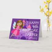 Carte 4e anniversaire de la fille de la fée magique (Fleur jaune)
