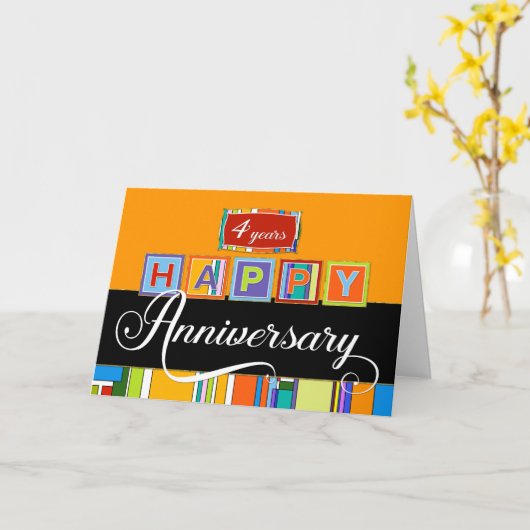 Carte 4e anniversaire de l'employé - Couleurs vives (Fleur jaune)