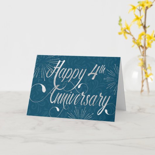 Carte 4e anniversaire de l'employé - Texte Tourbillonnan (Fleur jaune)