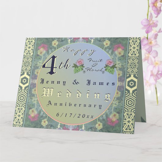 Carte 4e anniversaire de mariage Fruit & Floral (Orchidée)