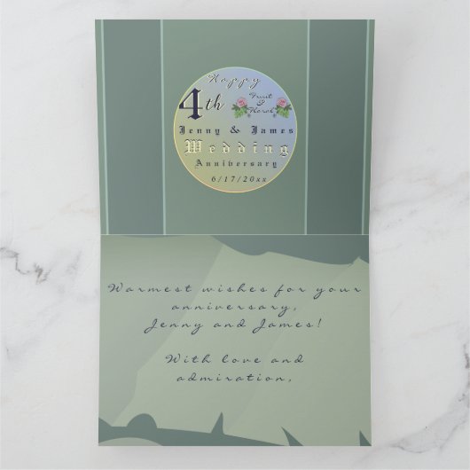 Carte 4e anniversaire de mariage Fruit & Floral (Intérieur)