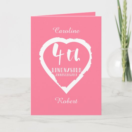 Carte 4e anniversaire de mariage Linen Slik (Devant)