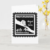 Carte 4e anniversaire de mariage tenant la main romantiq (Fleur jaune)