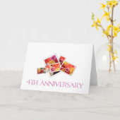 Carte 4e anniversaire du Mariage bouquet de rose mixte (Fleur jaune)
