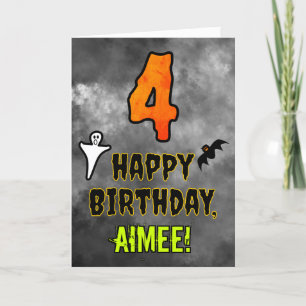 Carte 4e anniversaire : Eerie Halloween Thème + Nom pers