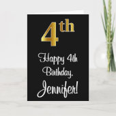 Carte 4e anniversaire ~ Elégant luxe Faux Gold Look # (Devant)
