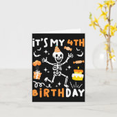 Carte 4e anniversaire enfants drôle squelette 4e anniver (Fleur jaune)