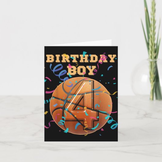 Carte 4e anniversaire garçon 4 ans de basket-ball Playe (Devant)