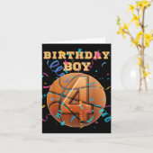 Carte 4e anniversaire garçon 4 ans de basket-ball Playe (Fleur jaune)
