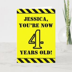 Carte 4e anniversaire : Jeu de style de crayon, Nom pers