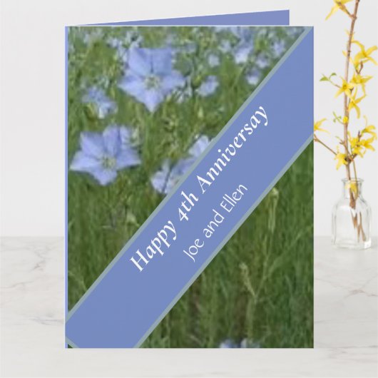 Carte 4e anniversaire Mariage modifiable (Fleur jaune)