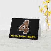 Carte 4e anniversaire : Nom + Faux Motif de céréales en  (Fleur jaune)