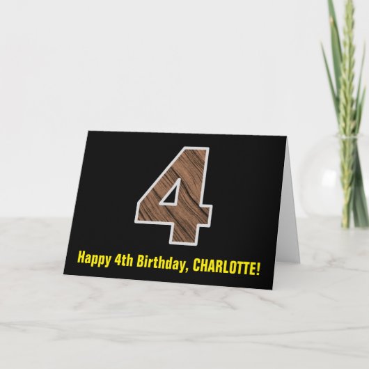 Carte 4e anniversaire : Nom + Faux Motif de céréales en  (Devant)