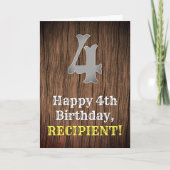 Carte 4e anniversaire : Pays inspiré par l'Ouest Look, N (Devant)