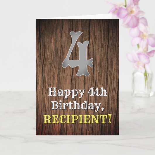 Carte 4e anniversaire : Pays inspiré par l'Ouest Look, N (Orchidée)