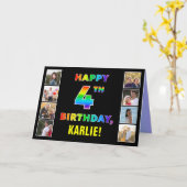 Carte 4e anniversaire : Rainbow Text, Custom Photos & Na (Fleur jaune)