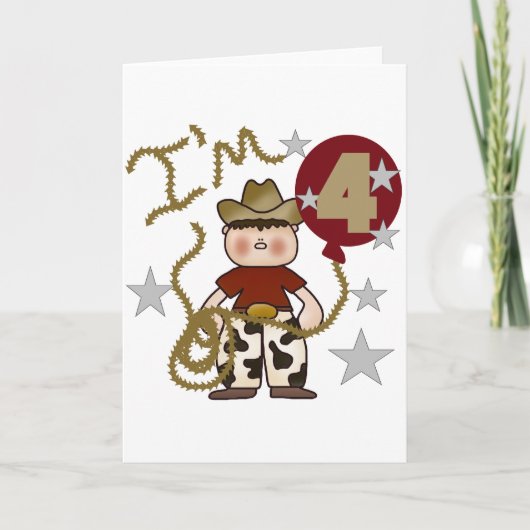 Carte 4e Cowboy Tshirts et cadeaux d'anniversaire (Devant)