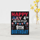 Carte 4e Et oui c'est mon 9e anniversaire patrioti améri (Fleur jaune)