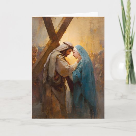 Carte 4e Station du Chemin de Croix - Jésus rencontre sa (Devant)