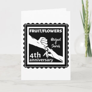 Carte 4ème anniversaire de mariage tenant la main romant