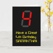 Carte 4ème anniversaire : Rouge Digital Horloge Style "4 (Fleur jaune)