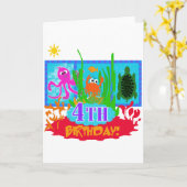 Carte 4ème Aventure sous-marine Tshirts d'anniversaire (Fleur jaune)