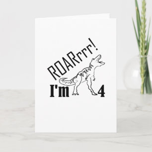 Carte 4ème L'anniversaire badine le cadeau de dinosaure