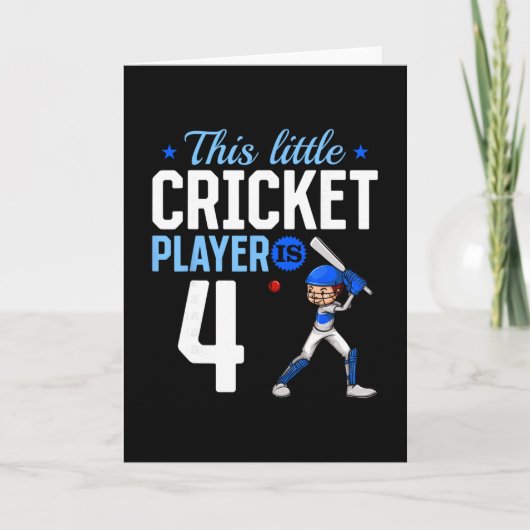 Carte 4th Birthday Cricket Player  (Devant)