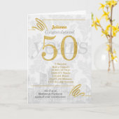 Carte 50 ans d'anniversaire de travail Élégance des affa (Fleur jaune)