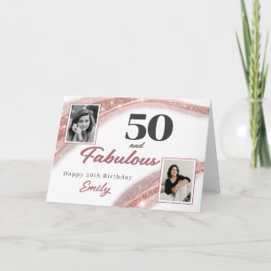 Carte 50 ans et Fabuleux Rose Gold Photo 50e Anniversair