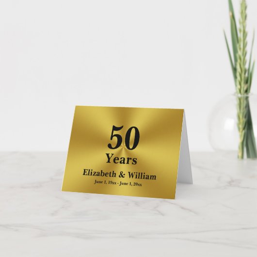 Carte 50 ans Mariage Joyeux anniversaire Noir et Or (Devant)
