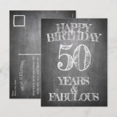 Carte 50 ans style tableau noir (Devant / Derrière)