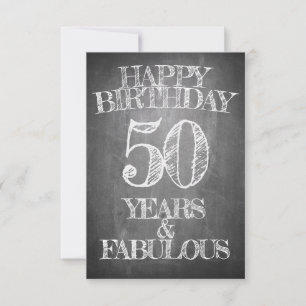 Carte 50 ans style tableau noir