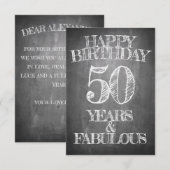 Carte 50 ans style tableau noir (Devant / Derrière)