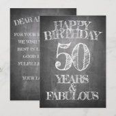Carte 50 ans style tableau noir (Devant / Derrière)
