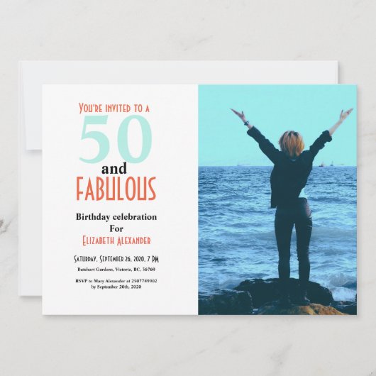 Carte 50 et fabuleuse 50e anniversaire photo (Devant)
