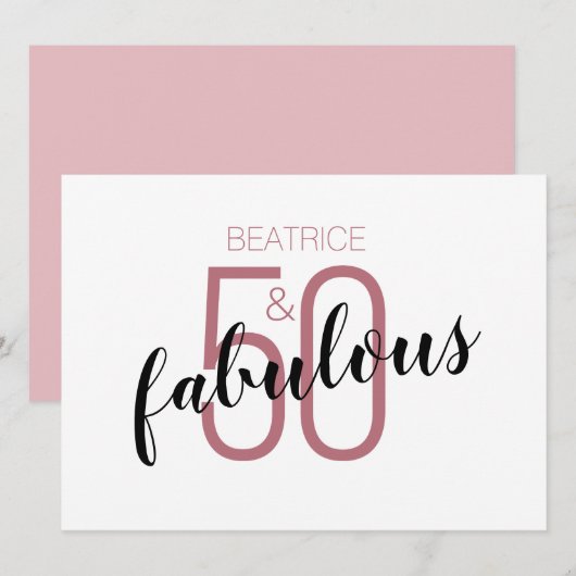 Carte 50 et fabuleux 50e anniversaire Rose Gold (Devant / Derrière)