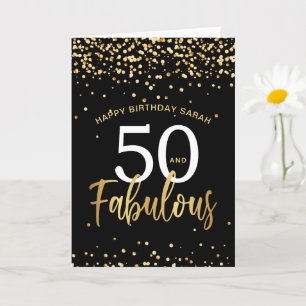 Carte 50 Et Fabuleux Anniversaire Stylish Or & Noir