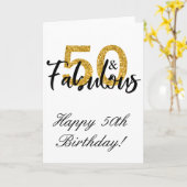 Carte 50 et Fabuleux Joyeux Anniversaire 50 ans (Fleur jaune)