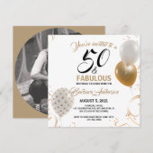 Carte 50 et Fabulous Black Gold fête d'anniversaire (Devant / Derrière)