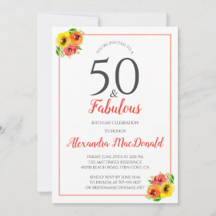 Carte 50 et Fabulous Bright Floral 50e fête d'anniversai