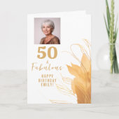 Carte 50 et Fabulous Gold Foliage 50e Anniversaire Photo (Devant)