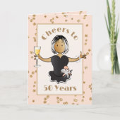 Carte 50 Ethnique Féminin Cartoon Champagne Toast d'anni (Devant)