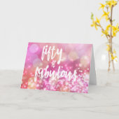 Carte 50 & Fabuleux, 50e Anniversaire Glamour rose (Fleur jaune)