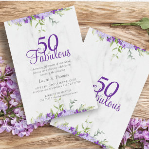 Carte 50 & fabuleux Aquarelle florale Teintes violettes