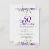 Carte 50 & Fabuleux Aquarelle Florale Teintes Violettes (Devant)