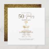 Carte 50 & Fabuleux Glam Gold Carré fête d'anniversaire (Devant / Derrière)